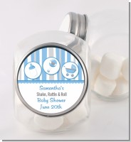 Shake, Rattle & Roll Blue - Personalized Baby Shower Candy Jar