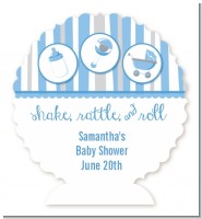 Shake, Rattle & Roll Blue - Personalized Baby Shower Centerpiece Stand