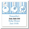 Shake, Rattle & Roll Blue - Personalized Baby Shower Card Stock Favor Tags thumbnail