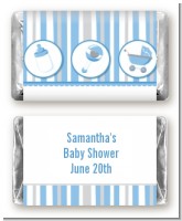 Shake, Rattle & Roll Blue - Personalized Baby Shower Mini Candy Bar Wrappers