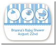 Shake, Rattle & Roll Blue - Personalized Baby Shower Rounded Corner Stickers thumbnail