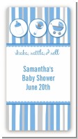 Shake, Rattle & Roll Blue - Custom Rectangle Baby Shower Sticker/Labels