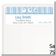 Shake, Rattle & Roll Blue - Baby Shower Return Address Labels thumbnail