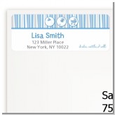 Shake, Rattle & Roll Blue - Baby Shower Return Address Labels