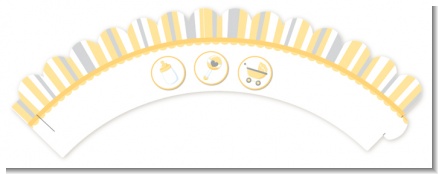 Shake, Rattle & Roll Yellow - Baby Shower Cupcake Wrappers