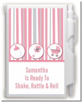 Shake, Rattle & Roll Pink - Baby Shower Personalized Notebook Favor