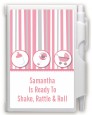 Shake, Rattle & Roll Pink - Baby Shower Personalized Notebook Favor thumbnail