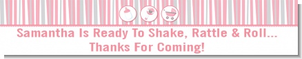 Shake, Rattle & Roll Pink - Personalized Baby Shower Banners