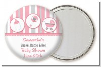 Shake, Rattle & Roll Pink - Personalized Baby Shower Pocket Mirror Favors
