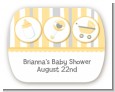 Shake, Rattle & Roll Yellow - Personalized Baby Shower Rounded Corner Stickers thumbnail