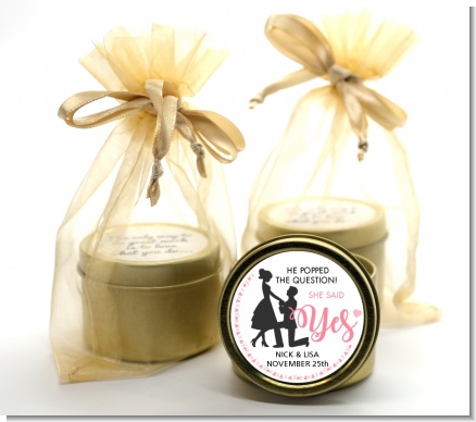 She Said Yes - Bridal Shower Gold Tin Candle Favors