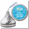 She's Ready To Pop Blue - Hershey Kiss Baby Shower Sticker Labels thumbnail