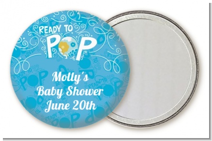 She's Ready To Pop Blue - Personalized Baby Shower Pocket Mirror Favors