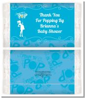 She's Ready To Pop Blue - Personalized Popcorn Wrapper Baby Shower Favors