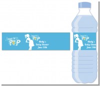 She's Ready To Pop Blue - Personalized Baby Shower Water Bottle Labels
