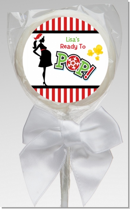 She's Ready To Pop Christmas Edition - Personalized Baby Shower Lollipop Favors