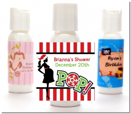 She's Ready To Pop Christmas Edition - Personalized Baby Shower Lotion Favors