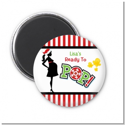 She's Ready To Pop Christmas Edition - Personalized Baby Shower Magnet Favors