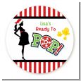 She's Ready To Pop Christmas Edition - Round Personalized Baby Shower Sticker Labels thumbnail