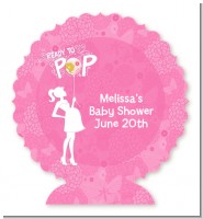 She's Ready To Pop Pink - Personalized Baby Shower Centerpiece Stand