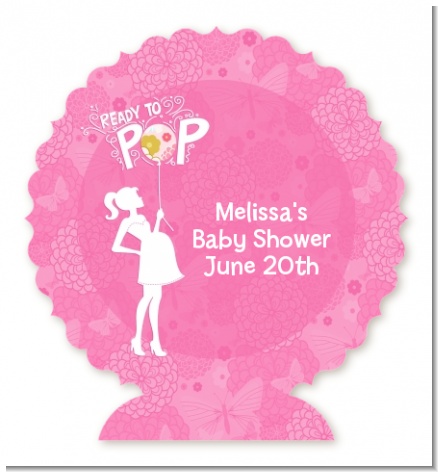 She's Ready To Pop Pink - Personalized Baby Shower Centerpiece Stand