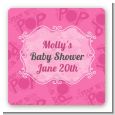 She's Ready To Pop Pink - Square Personalized Baby Shower Sticker Labels thumbnail