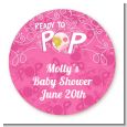 She's Ready To Pop Pink - Round Personalized Baby Shower Sticker Labels thumbnail