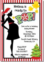 She's Ready To Pop Christmas Edition - Baby Shower Invitations