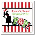 She's Ready To Pop Christmas Edition - Square Personalized Baby Shower Sticker Labels thumbnail