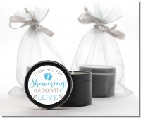 Showering Our Baby Boy - Baby Shower Black Candle Tin Favors