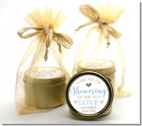 Showering With Love - Baby Shower Gold Tin Candle Favors