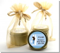 Silhouette Couple | It's a Boy - Baby Shower Gold Tin Candle Favors