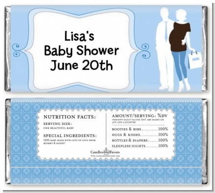 Silhouette Couple | It's a Boy - Personalized Baby Shower Candy Bar Wrappers