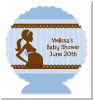 Mommy Silhouette It's a Boy - Personalized Baby Shower Centerpiece Stand