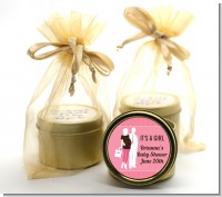 Silhouette Couple | It's a Girl - Baby Shower Gold Tin Candle Favors