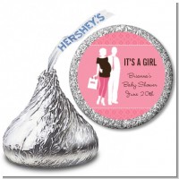 Silhouette Couple | It's a Girl - Hershey Kiss Baby Shower Sticker Labels