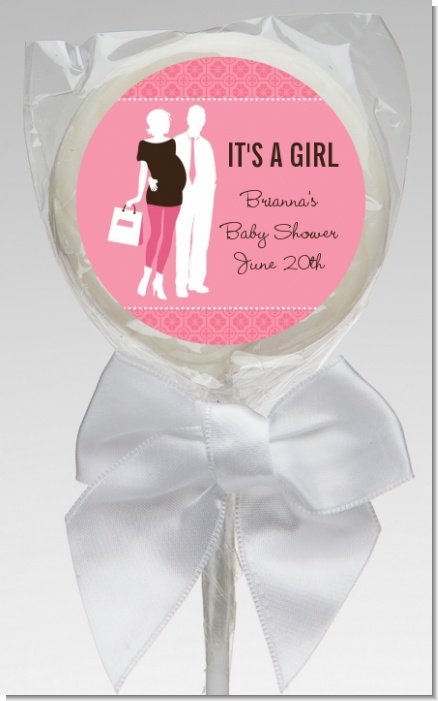 Silhouette Couple | It's a Girl - Personalized Baby Shower Lollipop Favors
