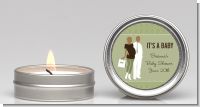 Silhouette Couple African American It's a Baby Neutral - Baby Shower Candle Favors