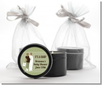 Silhouette Couple African American It's a Baby Neutral - Baby Shower Black Candle Tin Favors