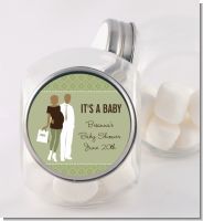 Silhouette Couple African American It's a Baby Neutral - Personalized Baby Shower Candy Jar