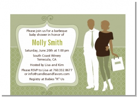 Silhouette Couple African American It's a Baby Neutral - Baby Shower Petite Invitations
