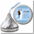 Silhouette Couple African American It's a Boy - Hershey Kiss Baby Shower Sticker Labels thumbnail
