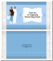 Silhouette Couple African American It's a Boy - Personalized Popcorn Wrapper Baby Shower Favors