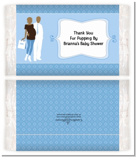 Silhouette Couple African American It's a Boy - Personalized Popcorn Wrapper Baby Shower Favors