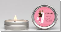 Silhouette Couple African American It's a Girl - Baby Shower Candle Favors