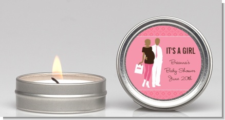 Silhouette Couple African American It's a Girl - Baby Shower Candle Favors