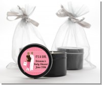Silhouette Couple African American It's a Girl - Baby Shower Black Candle Tin Favors