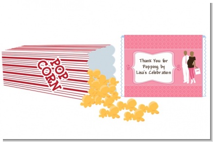 Silhouette Couple African American It's a Girl - Personalized Popcorn Wrapper Baby Shower Favors