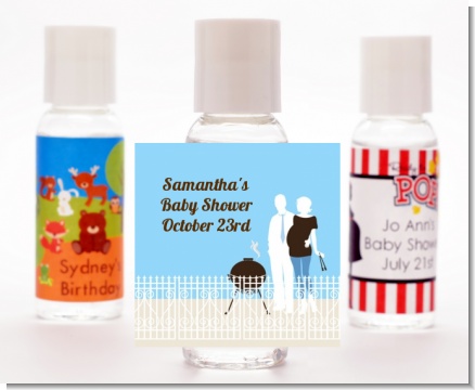 Silhouette Couple BBQ Boy - Personalized Baby Shower Hand Sanitizers Favors