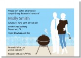 Silhouette Couple BBQ Boy - Baby Shower Petite Invitations